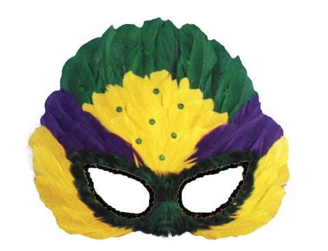 Mask Mardi Gras Sequin Feather