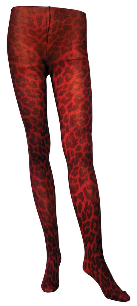 Tights Red Leopard Print