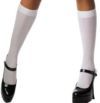 Knee Highs White Nylon