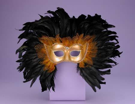 Half Style Mask Gd W Feathers