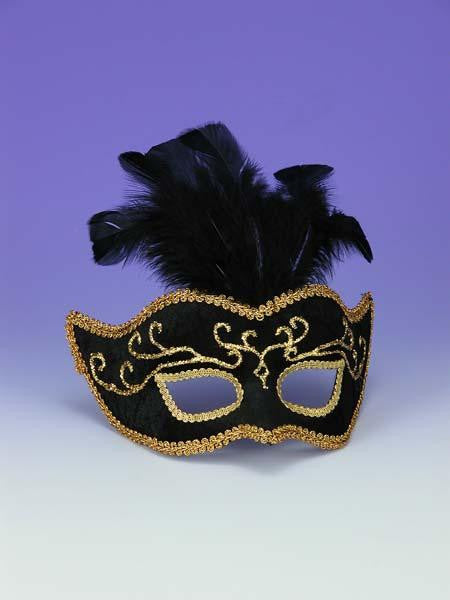 Half Style Mask Bk W Gold Trim