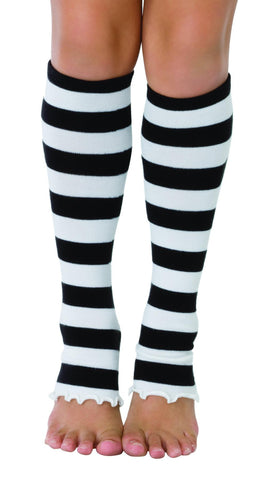 Leg Warmers Striped Wt/bk