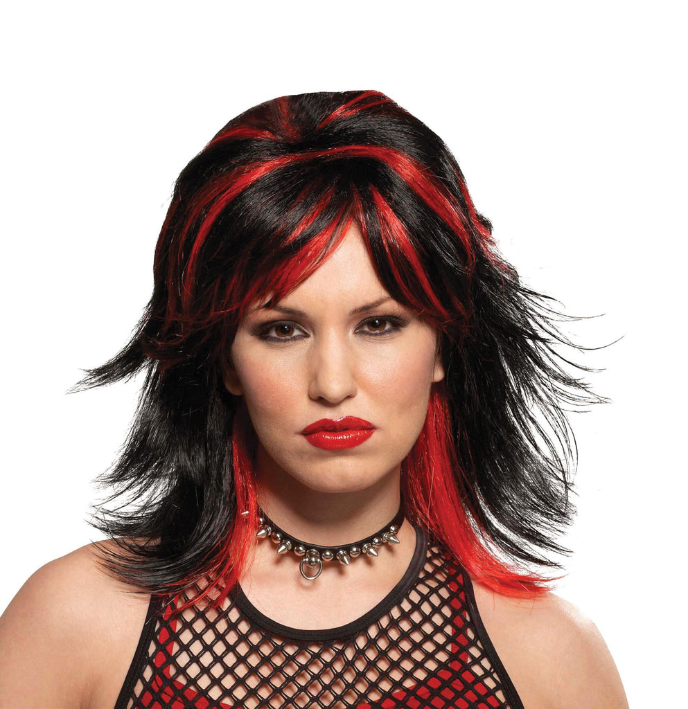 Wig Rocker Unisex Blk-red