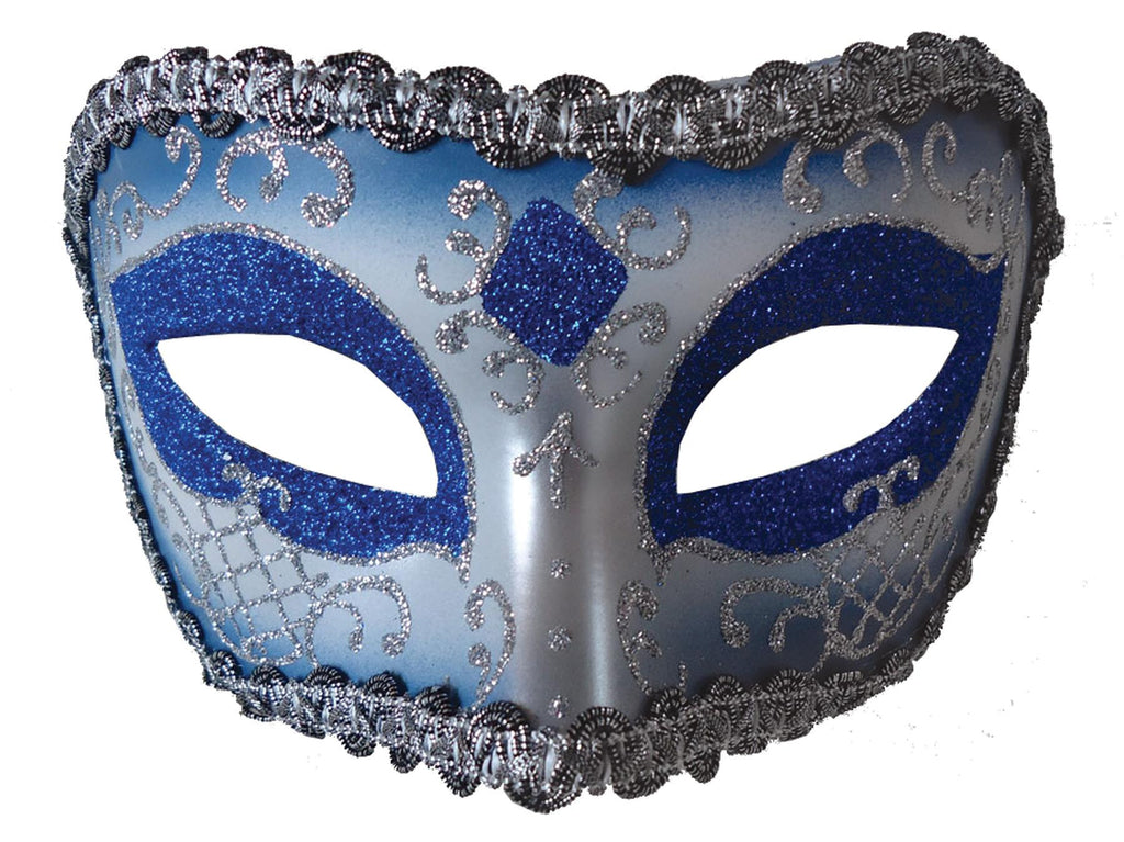 Medieval Opera Mask Blue Silve