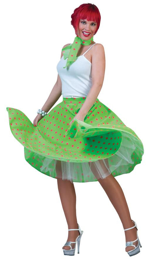 Sock Hop Skirt Adlt Green Pink