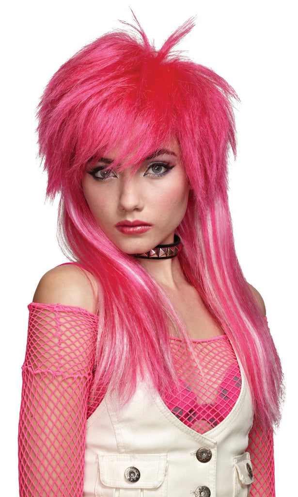 Hot Pink White Glam Wig