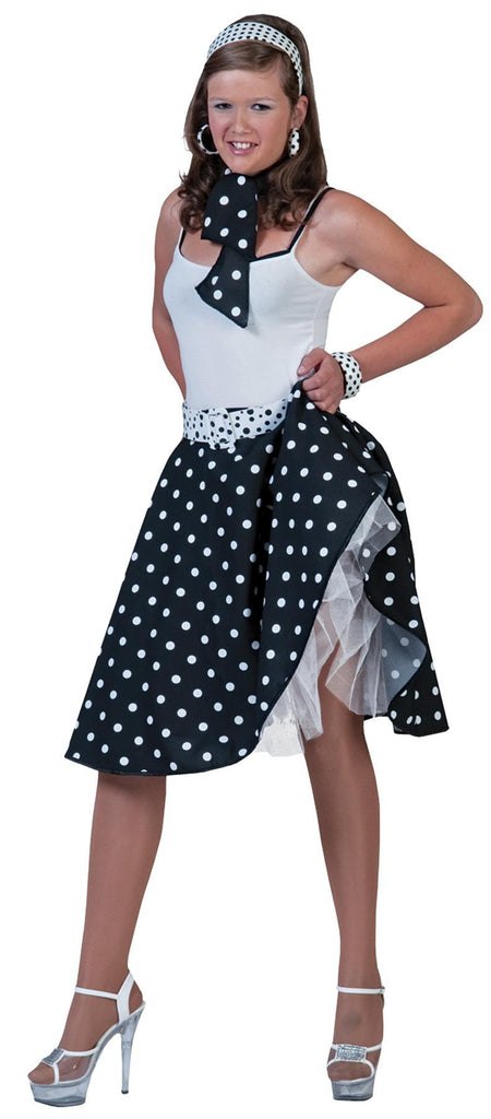 Sock Hop Skirt Scarf Bk White