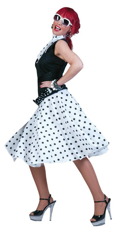 Sock Hop Skirt Scarf White Bla