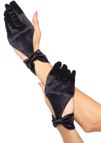 Gloves Satin Cut Out Blk