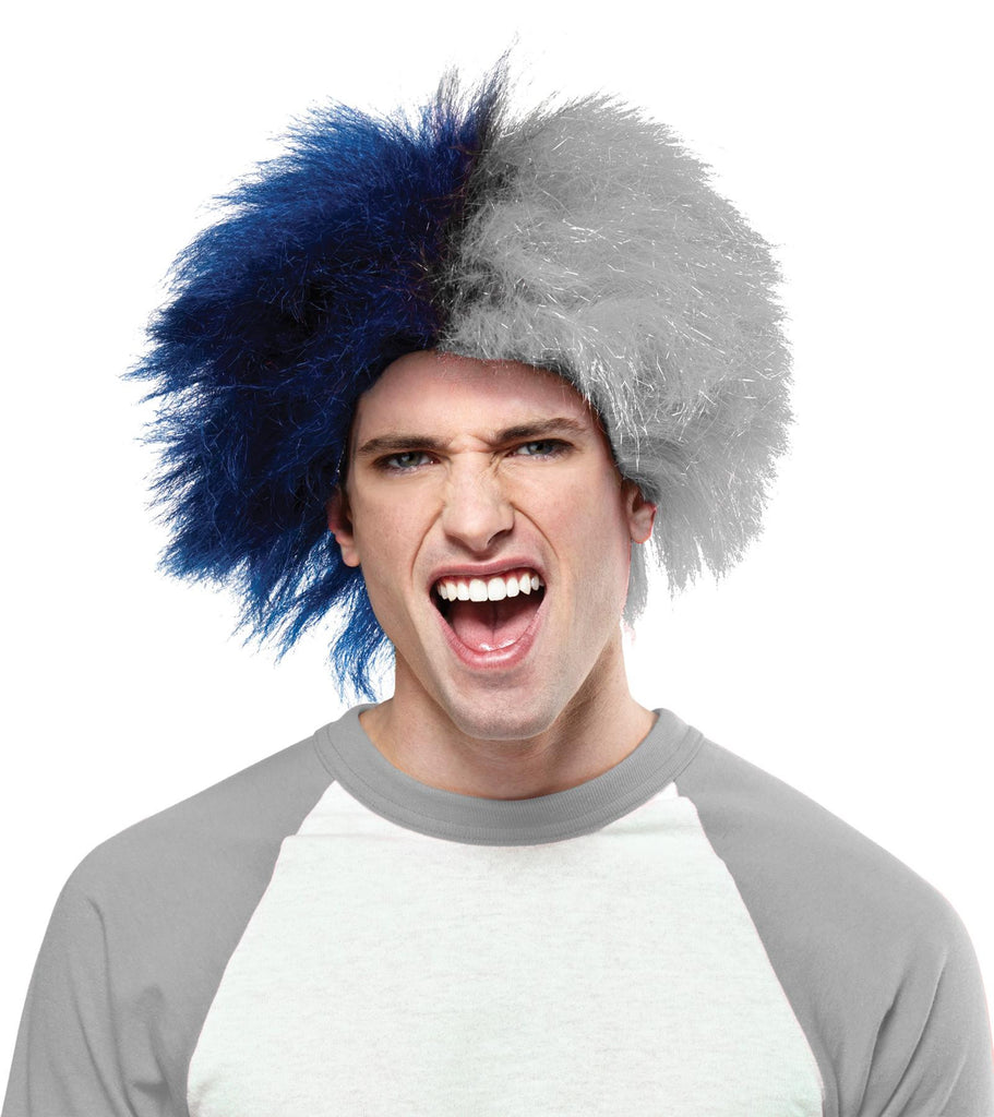 Sports Fun Wig Blue Silver