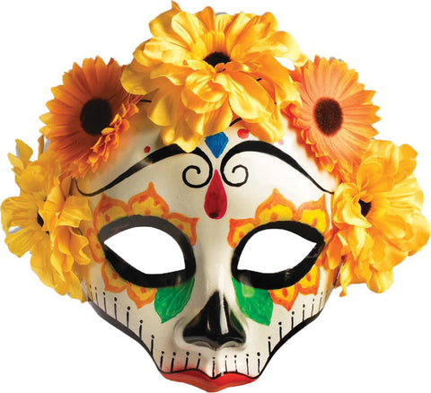 Day Of Dead Female Mask W Flws