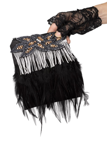 Flapper Purse Fringe Feather G